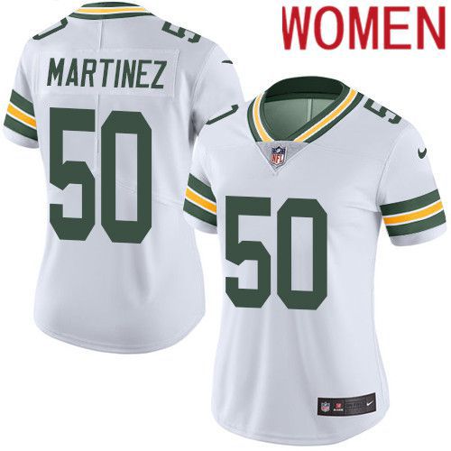 Women Green Bay Packers #50 Blake Martinez White Nike Vapor Limited NFL Jersey->women nfl jersey->Women Jersey